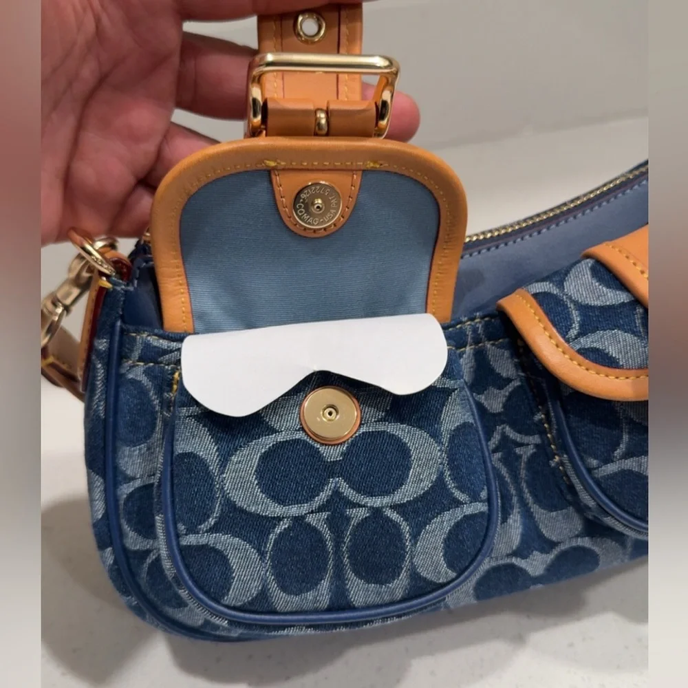 Denim Ashton Bag with Cherry charm...NWOT - Picture 7 of 12